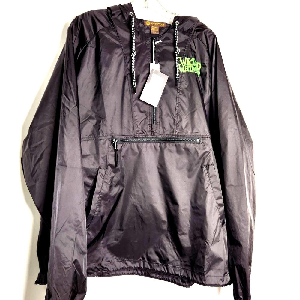 Harriton Wicked Whimsies Adult Nylon Jacket M750 Size XL Black Green Embroidery